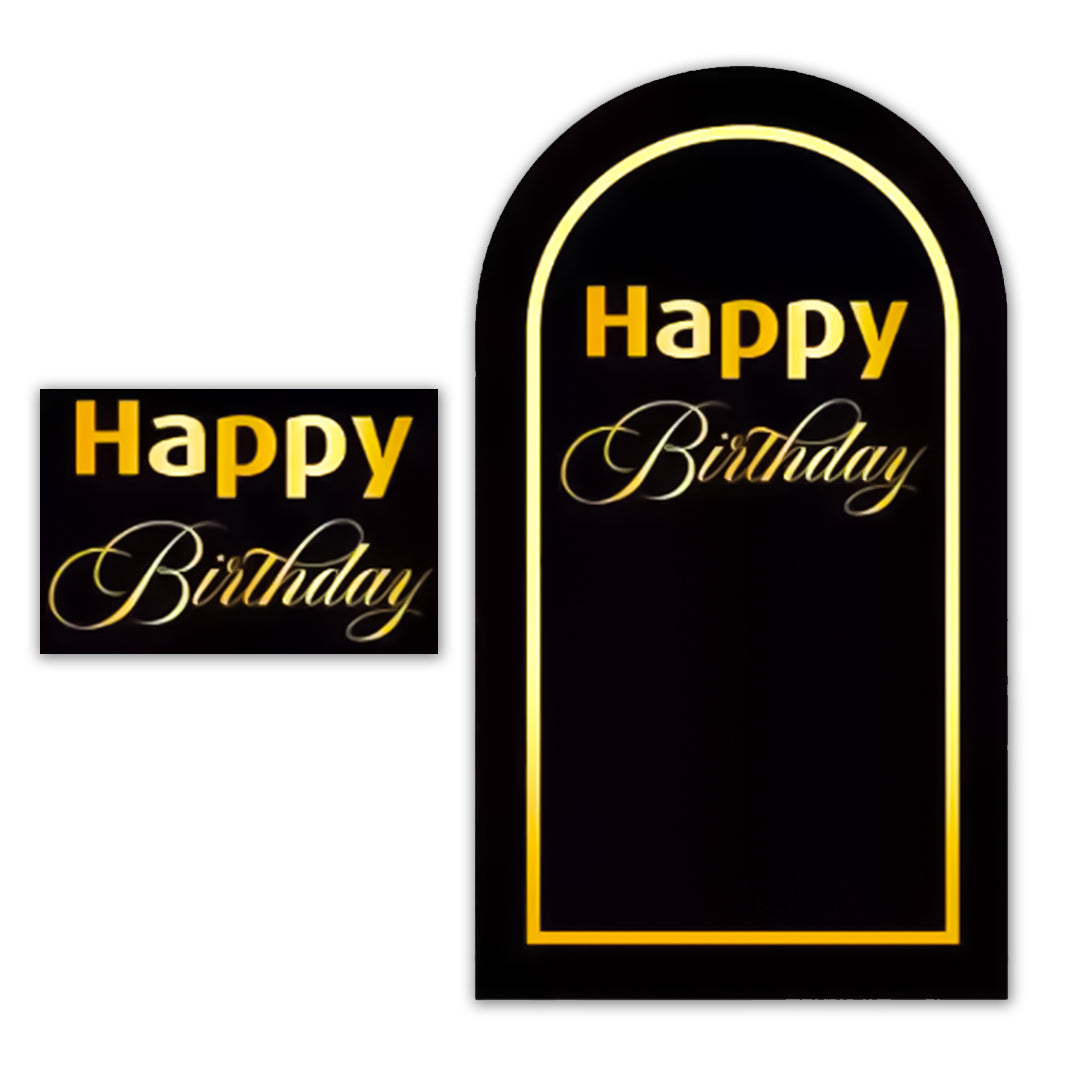 Happy Birthday Plotted Sticker - Golden Mirror/White