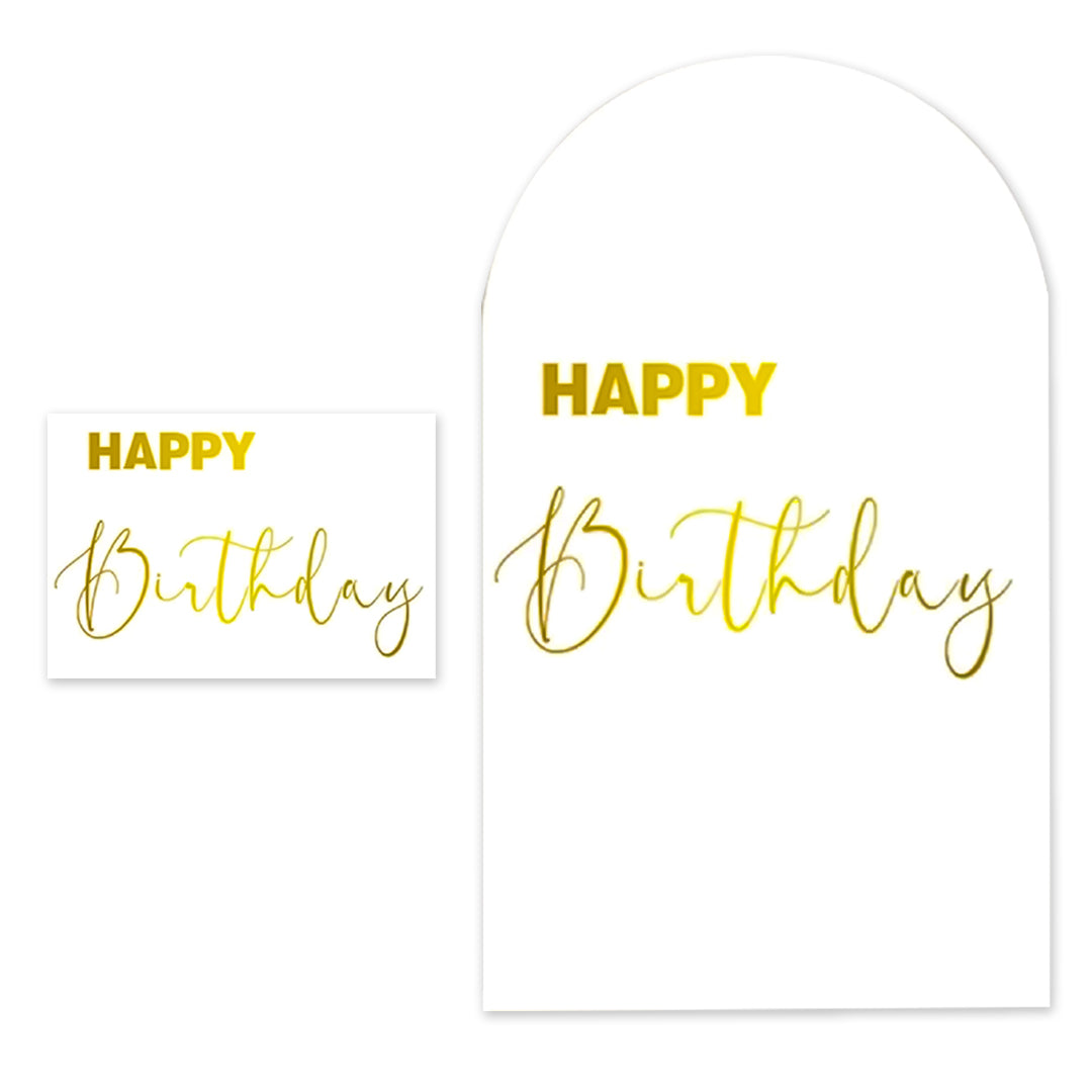 Happy Birthday Plotted Sticker - Golden Mirror/White