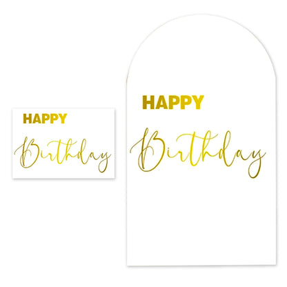 Happy Birthday Plotted Sticker - Golden Mirror/White