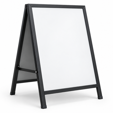 Black A-frame sign display board for business advertising and promotional signage in UAE