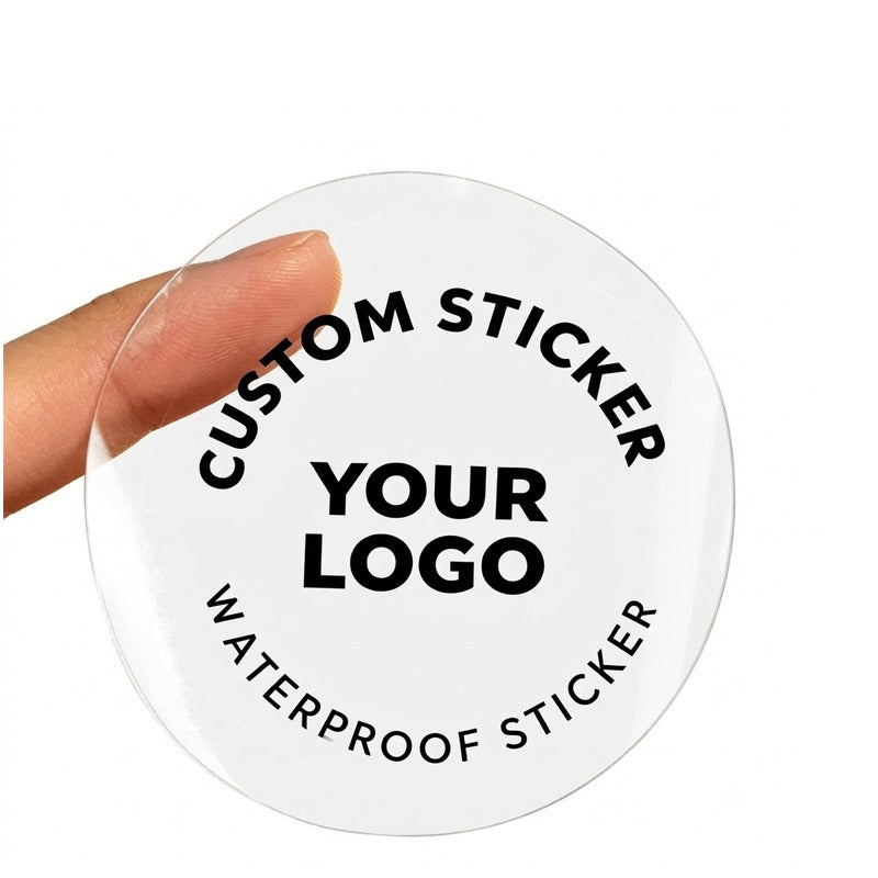 Round custom waterproof sticker with logo for branded products and packaging